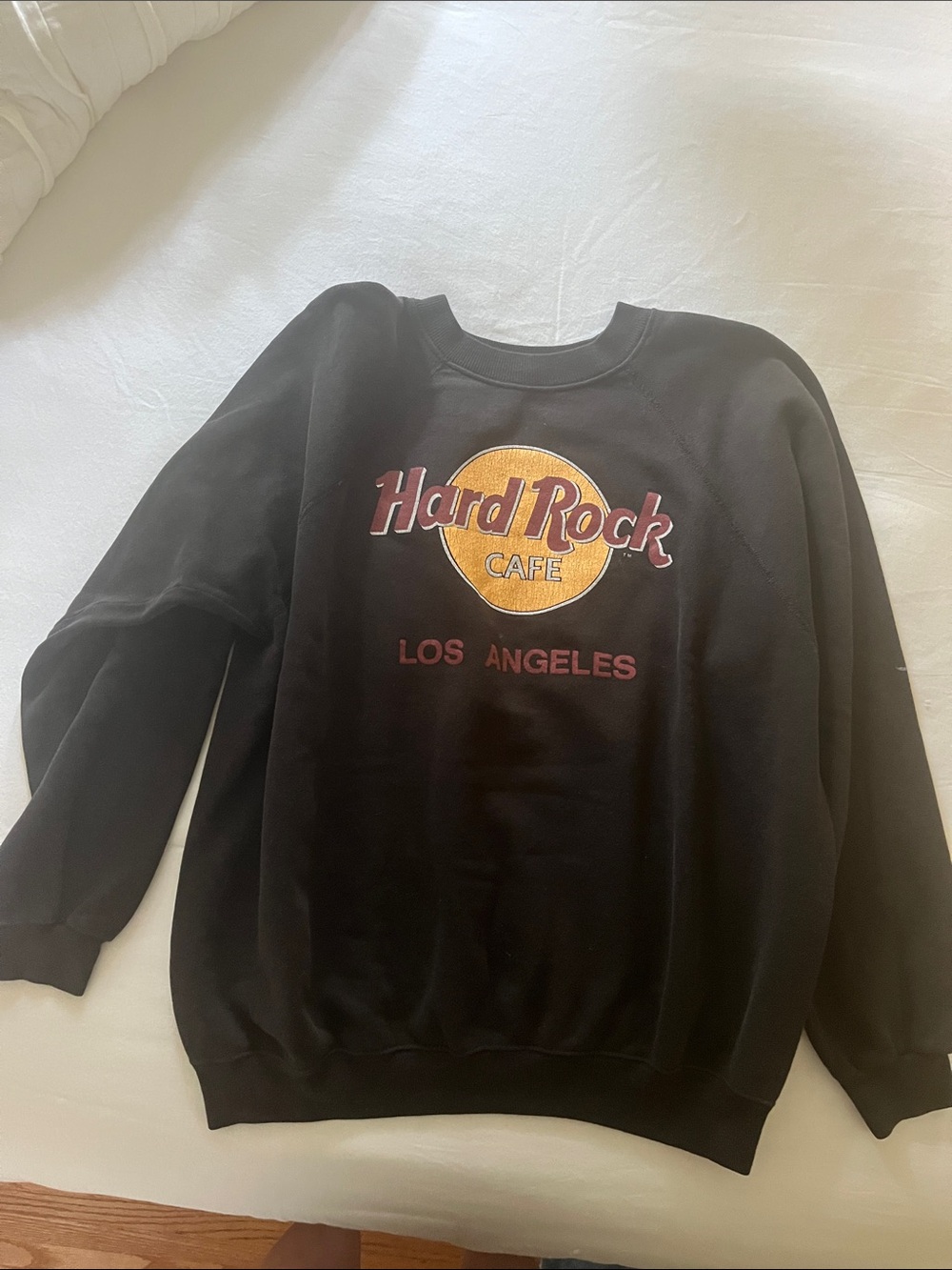 Vintage 1980’s Hard Rock Cafe Black Crewneck with Gold & Red Logo